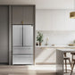 FORNO 36-inch French door refrigerator in stainless steel, featured in a modern kitchen setting, showcasing its sleek exterior, spacious design, and contemporary appeal.