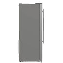 Side view of the Forno 36-inch side-by-side refrigerator with water dispenser, highlighting its sleek stainless steel finish, clean lines, and smooth side panels designed for a built-in or freestanding kitchen layout.