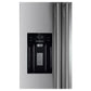 Close-up of the water dispenser on the FORNO 36-inch refrigerator in stainless steel, featuring a sleek built-in design with easy-to-use controls and a modern finish.