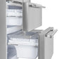 Side view of the lower drawer compartment in the FORNO 36-inch French door refrigerator, showing spacious interior storage—part of the FORNO 3-piece stainless steel appliance package.