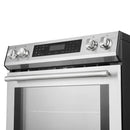Close-up view of the control knobs on the FORNO 30-inch induction range in stainless steel, showcasing the smooth finish and detailed labeling.