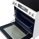 Interior view of the FORNO 30-Inch Induction Range in White, highlighting multiple oven racks and a spacious cavity designed for versatile cooking and baking needs.