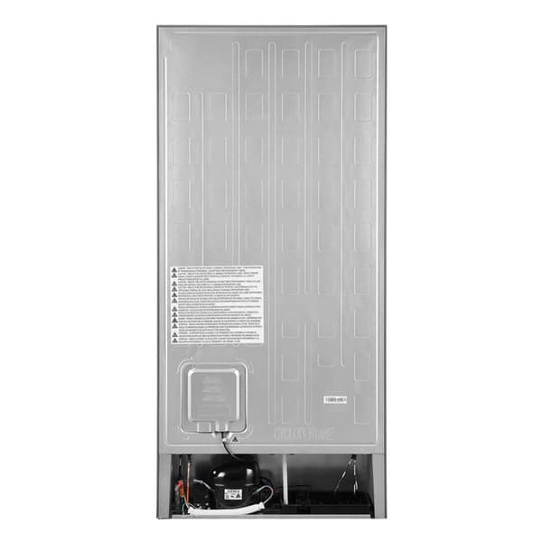 Rear view of the FORNO 31-inch refrigerator with left hinge in white, displaying the appliance’s back panel, ventilation grilles, and power cord access.