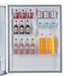 Interior view of the FORNO 31-Inch Right-Hinge Refrigerator door in white, showing multiple transparent storage bins and compartments.