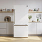 Lifestyle view of the FORNO 31-inch right-hinge refrigerator in white, seamlessly integrated into a modern kitchen setting.