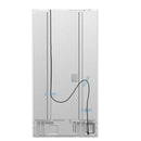 Rear view of the FORNO 36-Inch French Door Refrigerator in White, showing the appliance's ventilation components, power cord, and condenser area.