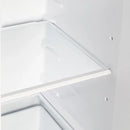 Close-up view of an interior shelf in the FORNO 36-Inch Side-by-Side Refrigerator with Water Dispenser in Black, highlighting the adjustable glass shelf for flexible food storage.