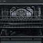 Interior view of the FORNO 30-inch electric range in stainless steel, displaying spacious oven cavity with multiple rack positions and convection fan.