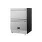 Right-side view of the FORNO Cosenza Built-In Drawer Freezer, highlighting its stainless steel exterior, venting detail, and smooth side panel for flush kitchen installation.