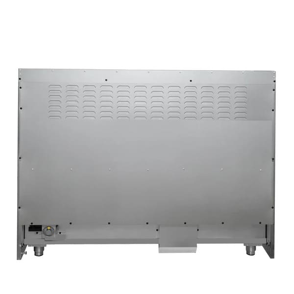 FORNO Galiano 48-Inch French Door Dual Fuel Range with 8 Burners and 6.58 Cu. Ft. Electric Convection Oven in Black/White with Antique Brass Trim - MyBBQDirect