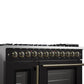 FORNO Galiano 48-Inch French Door Dual Fuel Range with 8 Burners and 6.58 Cu. Ft. Electric Convection Oven in Black/White with Antique Brass Trim - MyBBQDirect
