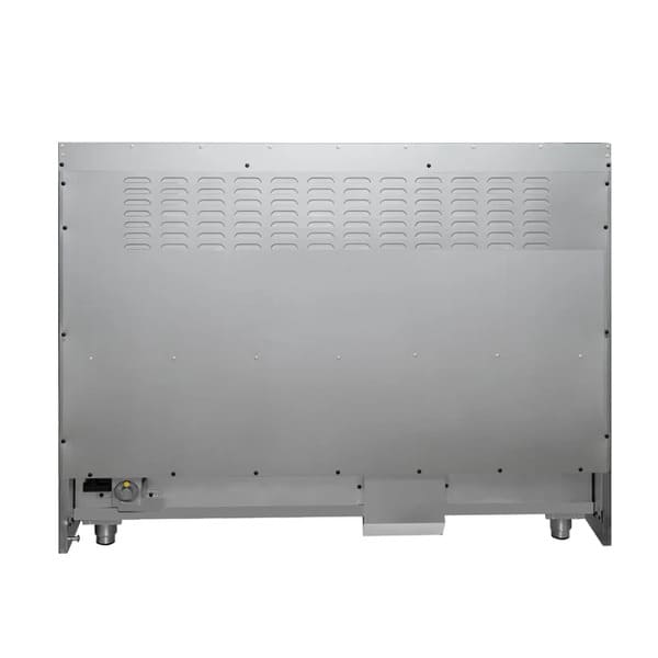 FORNO Galiano 48-Inch French Door Dual Fuel Range with 8 Burners and 6.58 Cu. Ft. Electric Convection Oven in Black/White with Antique Brass Trim - MyBBQDirect