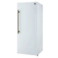 Angled front view of FORNO Maderno 28-Inch Built-In 13.6 Cu. Ft. Convertible Refrigerator in white, featuring a streamlined, panel-ready design with integrated handle.