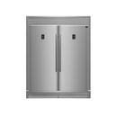 FORNO Rizzuto 60″ Stainless Steel Refrigerator-Freezer Combo with dual doors, modern design, and commercial-style build, shown in front view.