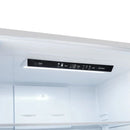  Close-up view of the control panel inside the FORNO Milano stainless steel French door refrigerator, showing a sleek digital interface with temperature settings, mode controls, and LED indicators for precise cooling management as part of the 4-Piece Appliance Package.