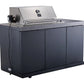 Left angle view of the FORNO Rimini 30-Inch BBQ Module, featuring a sleek stainless steel grill with ergonomic control knobs, dual cabinet doors, and a modern, durable design ideal for outdoor kitchens and patio cooking setups.