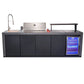 Main front view of the FORNO Rimini 30-Inch Outdoor Kitchen, highlighting the full stainless steel construction with a central grill, dual control knobs, spacious storage drawers, and a clean, modern design built for high-performance outdoor cooking.