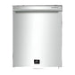 Front view of the FORNO built-in dishwasher in stainless steel, showcasing a modern minimalist design with a sleek handle and control panel hidden on the top edge of the door.