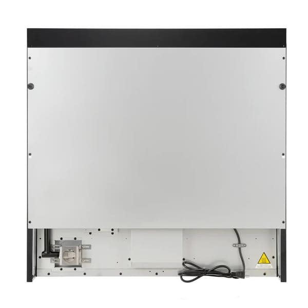 Rear view of the Forno Antico 36-Inch Dual Fuel Range, displaying the power connection panel, ventilation openings, and flat-back design for streamlined installation.