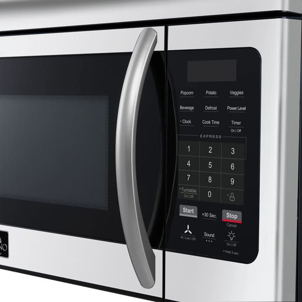Forno FOTR3007 30-Inch Over-the-Range Microwave Stainless Steel Angle Right View Showing Handle