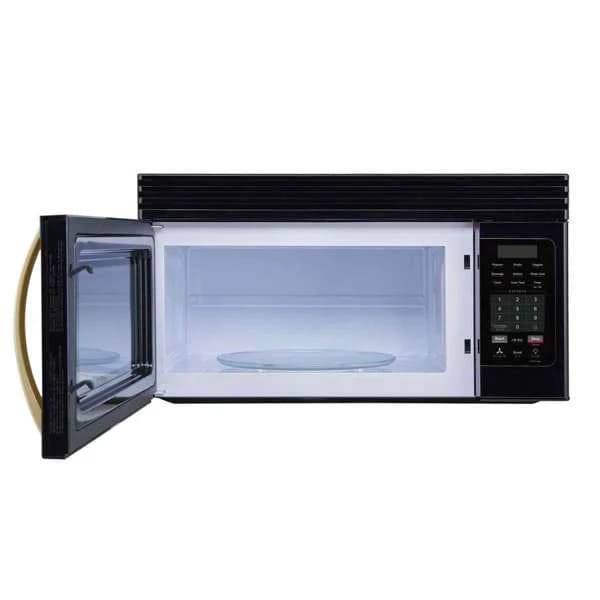 Forno FOTR3007 30-Inch Over-the-Range Microwave in Black, Front View with Door Open Showing Interior Cavity