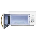 Front view of Forno FOTR3007 30-Inch Over-the-Range Microwave White model with door open, showing interior cavity and turntable