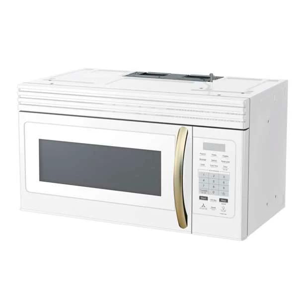 Right angle view of Forno FOTR3007 30-Inch Over-the-Range Microwave in White finish showing sleek design and control panel