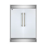 FORNO Maderno 60-Inch Convertible Refrigerator-Freezer in stainless steel with decorative trim, featuring French doors and professional built-in style.
