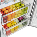 Interior drawer view of FORNO Maderno Convertible Refrigerator-Freezer, showing spacious lower storage compartment with stainless steel trim and organized layout.