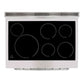 Top-down view of the Forno Paolo 36-Inch Electric Range showing the smooth ceramic glass cooktop with clearly marked heating zones and durable stainless steel trim.