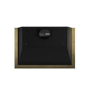 Top view of the Forno Vittorio Wall Mount Range Hood, showcasing the chimney design and venting structure with a smooth finish and precise edges for a clean, professional installation.