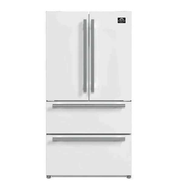 FORNO 2-Piece Appliance Package - 30-Inch Slide-In Induction Range and 36-Inch French Door Refrigerator in White with Stainless Steel Handle FBDL-014-08CAUS - MyBBQDirect