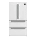 FORNO 2-Piece Appliance Package - 30-Inch Slide-In Induction Range and 36-Inch French Door Refrigerator in White with Stainless Steel Handle FBDL-014-08CAUS - MyBBQDirect