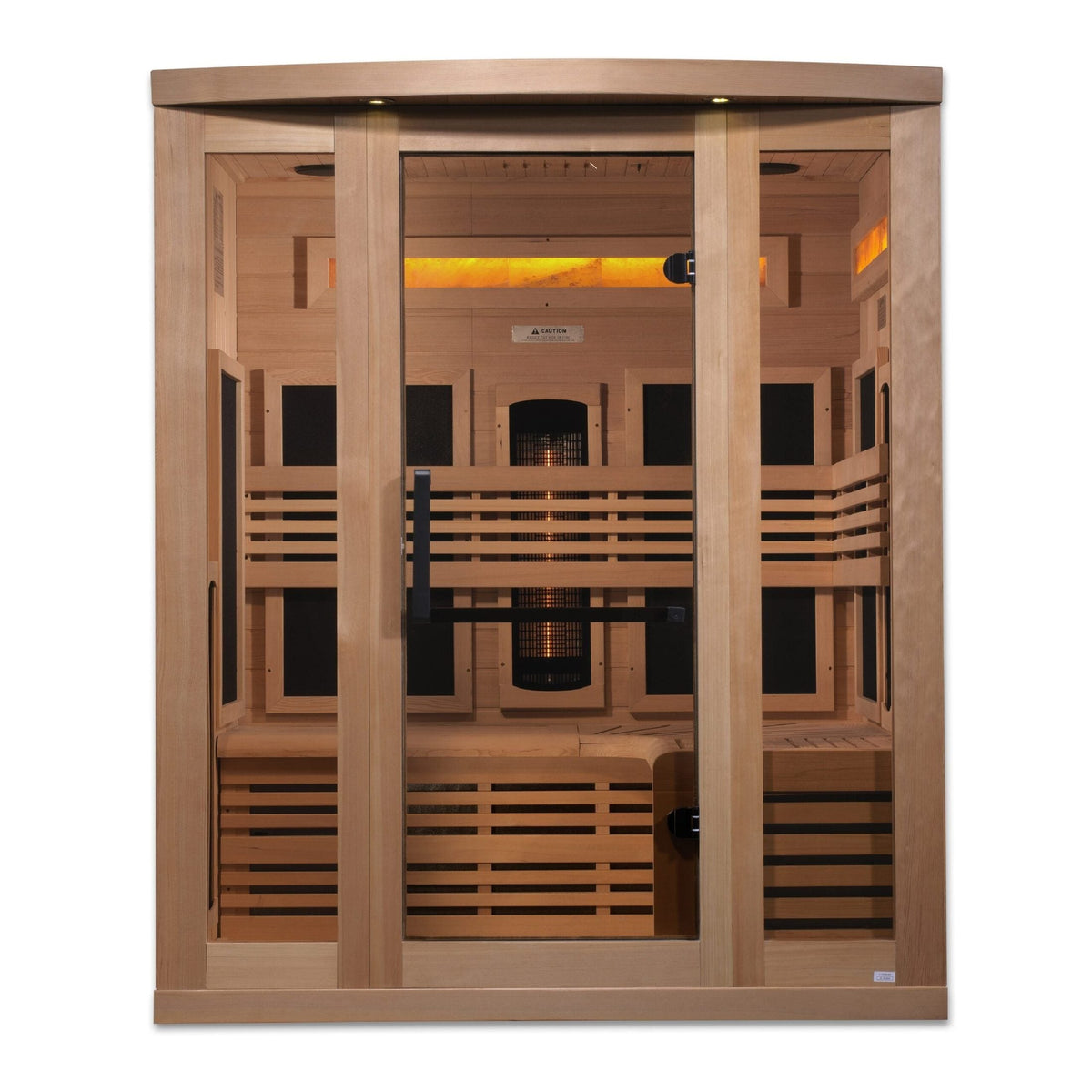 Golden Designs 3-Person Full Spectrum PureTech™ Near Zero EMF FAR Infrared Sauna with Himalayan Salt Bar Canadian Hemlock - GDI-8230-01