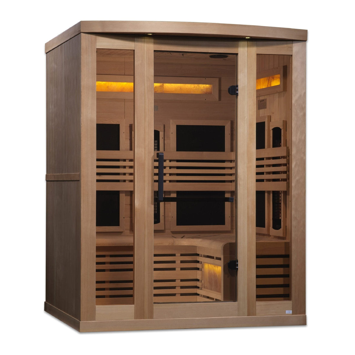 Golden Designs 3-Person Full Spectrum PureTech™ Near Zero EMF FAR Infrared Sauna with Himalayan Salt Bar Canadian Hemlock - GDI-8230-01