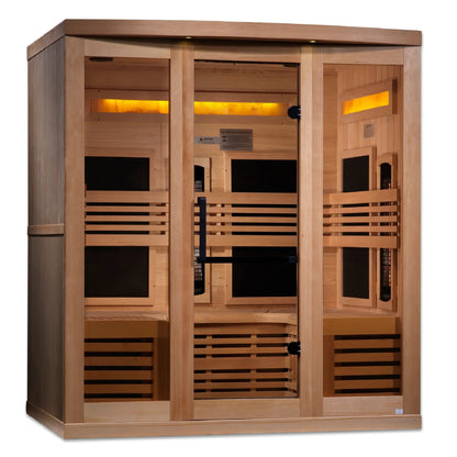 Golden Designs 6-Person Full Spectrum PureTech™ Near Zero EMF FAR Infrared Sauna with Himalayan Salt Bar Canadian Hemlock - GDI-8260-01