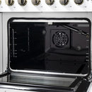 FORNO Galiano 48-Inch French Door Gas Range with 8 Burners and 6.58 Cu. Ft. Convection Oven in Black/White with Antique Brass Trim - MyBBQDirect