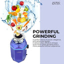 FORNO Acqua BrightDiamond 1HP Super Quiet Garbage Disposal Corded with Motion Sensor Cabinet Light & Pre-Wired Air Switch