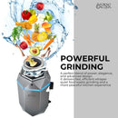 FORNO Acqua BrightDiamond 3/4HP Super Quiet Garbage Disposal Corded with Motion Sensor Cabinet Light & Pre-Wired Air Switch