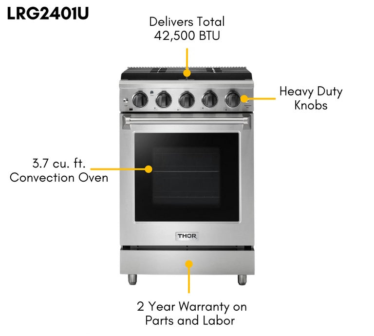 Thor Kitchen 24 in. Professional Gas Range in Stainless Steel