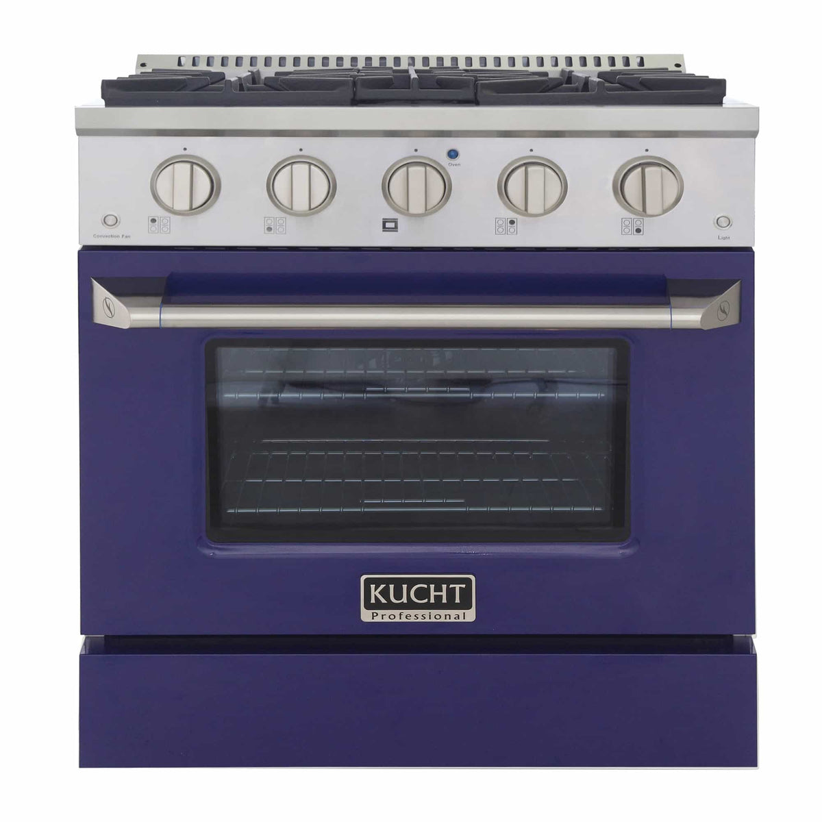 Kucht 30-Inch Pro-Style Dual Fuel Range in Stainless Steel with Blue Oven Door KDF302-B