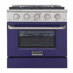 Kucht 30-Inch Pro-Style Dual Fuel Range in Stainless Steel with Blue Oven Door KDF302-B