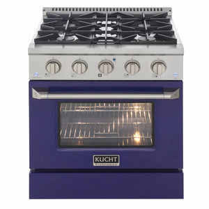 Kucht 30-Inch Pro-Style Dual Fuel Range in Stainless Steel with Blue Oven Door KDF302-B