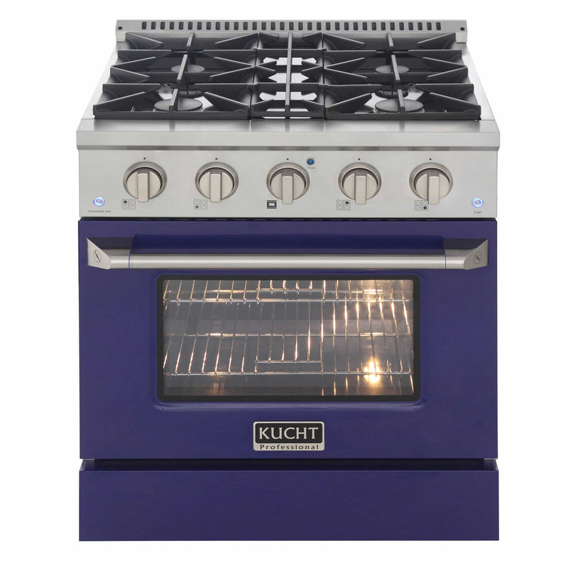 Kucht 30-Inch Pro-Style Dual Fuel Range in Stainless Steel with Blue Oven Door KDF302-B