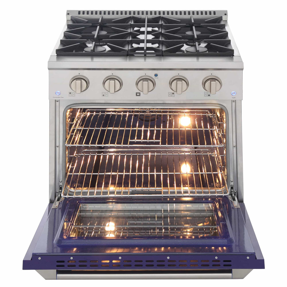 Kucht 30-Inch Pro-Style Dual Fuel Range in Stainless Steel with Blue Oven Door KDF302-B