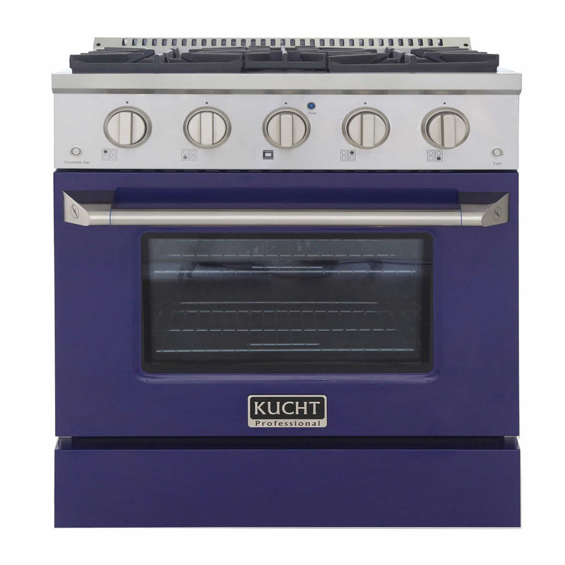 Kucht 30-Inch Pro-Style Dual Fuel Range in Stainless Steel with Blue Oven Door KDF302-B
