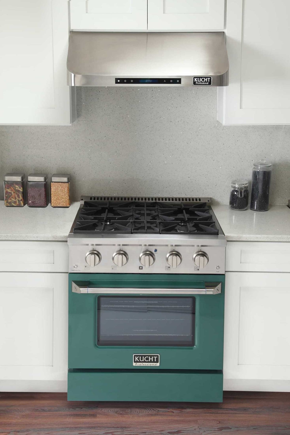 Kucht 30-Inch Pro-Style Dual Fuel Range in Stainless Steel with Green Oven Door KDF302-G