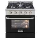 Kucht 30-Inch Pro-Style Dual Fuel Range in Stainless Steel with Black Oven Door KDF302-K
