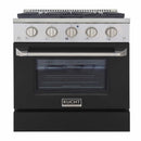 Kucht 30-Inch Pro-Style Dual Fuel Range in Stainless Steel with Black Oven Door KDF302-K