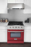 Kucht 30-Inch Pro-Style Dual Fuel Range in Stainless Steel with Red Oven Door KDF302-R